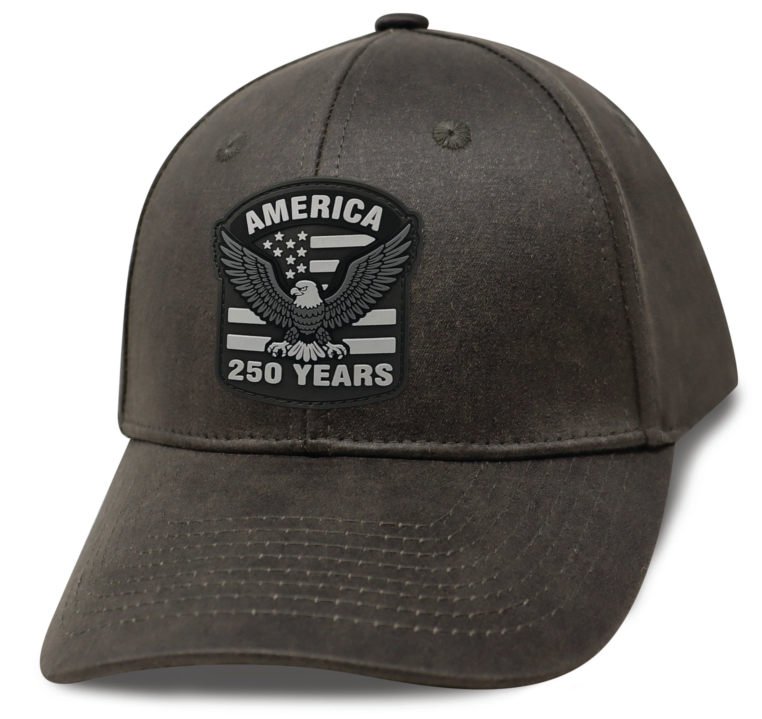 Waxed Cotton Solid Black Cap America 250 Winged Patriot