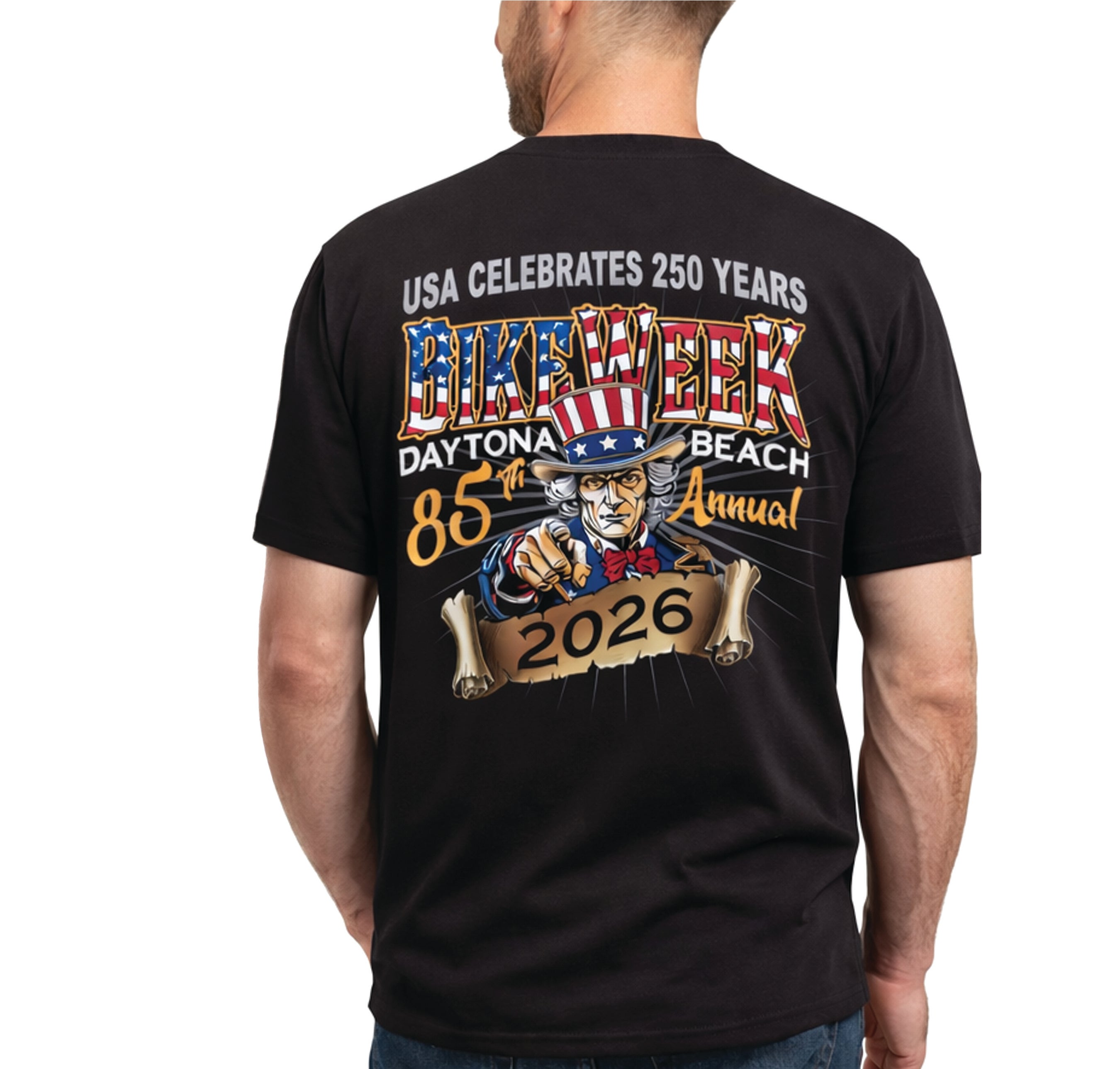 Bikeweek 2026 Uncle Sam Short Sleeve T-Shirt Black