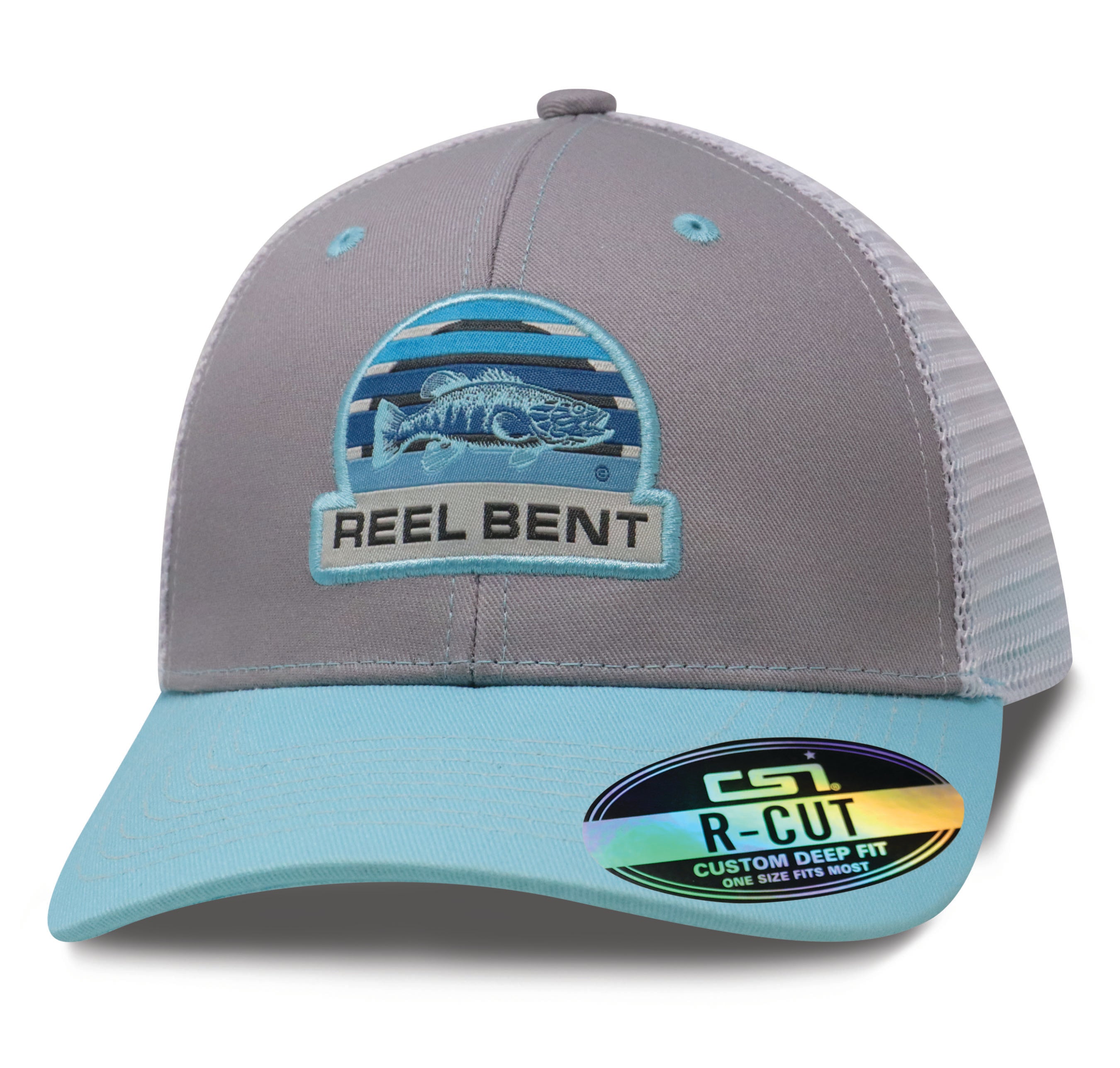 Reel Bent: Gray / Lt Blue / White Bass