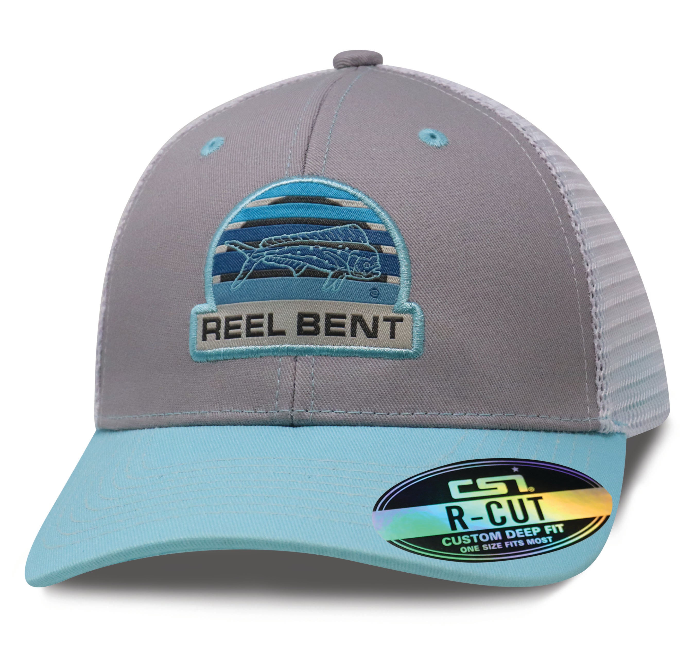 Reel Bent: Gray / Lt Blue / White Dolphin
