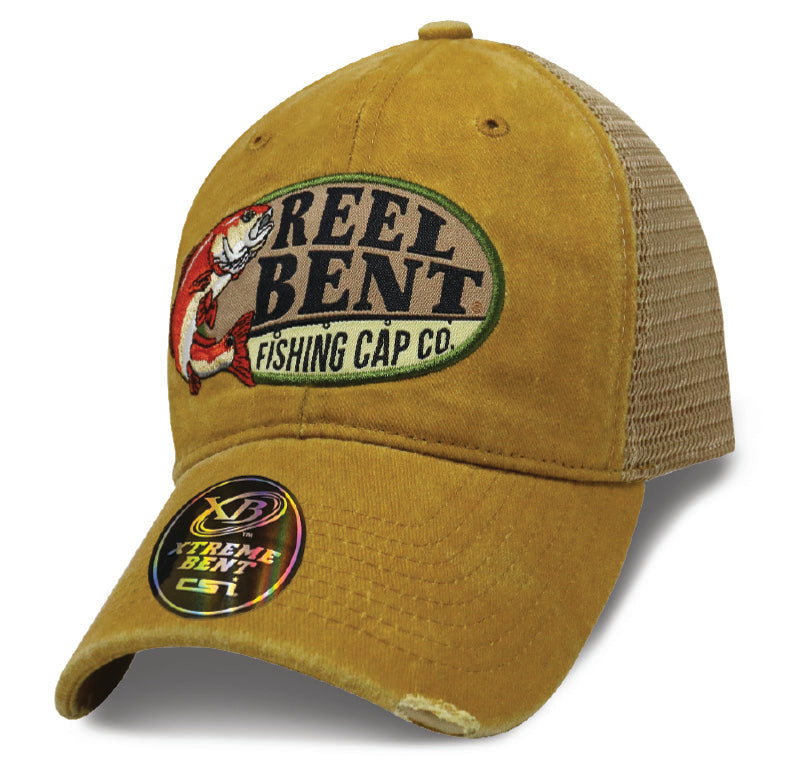 Reel Bent: Retro Fish Redfish Mustard / Khaki